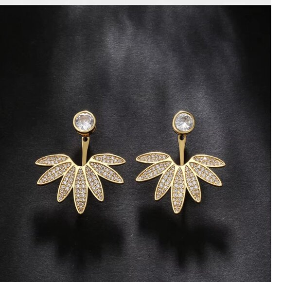 "Spring Fling" Diamond Floral Crystal Bohemian Gold Festival Zircon Gift Earring - Picture 3 of 5
